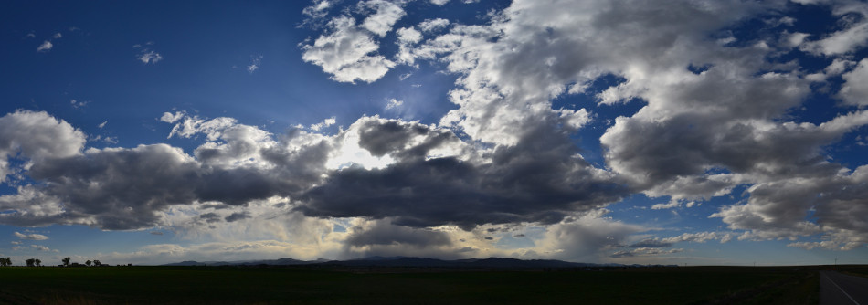 Panoramic of Precipitating Backlit Stratus Clouds