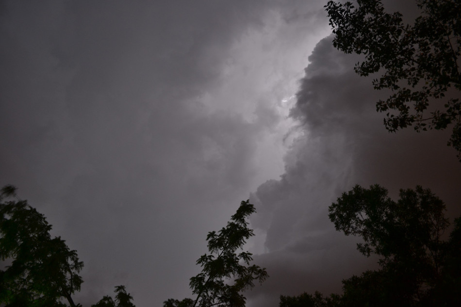 Night Thunderstorm Lightning Illuminated Clouds
