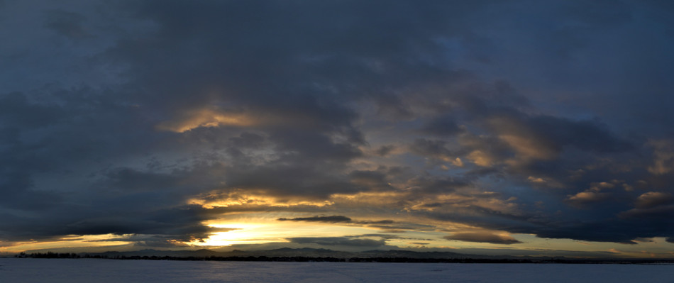 Panoramic Snowy Winter Sunset