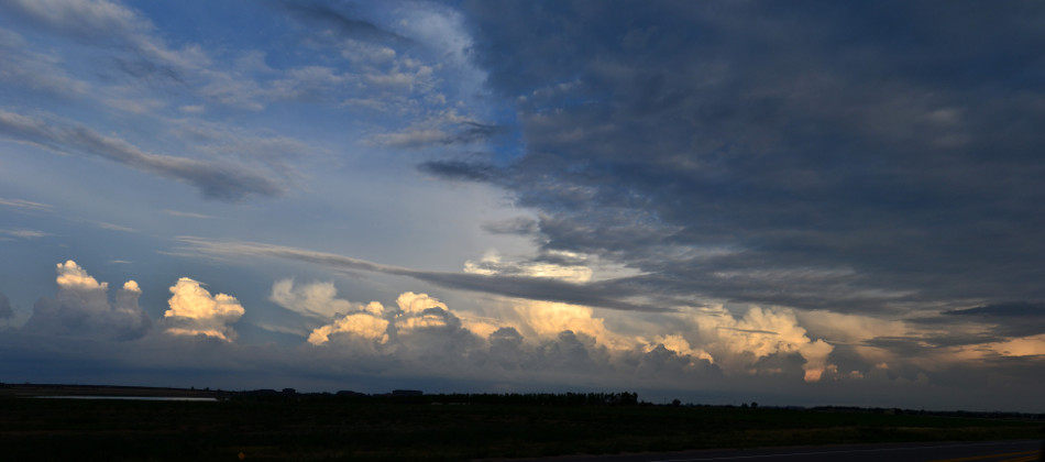 Distant Cumulus Clouds at Sunset Panoramic